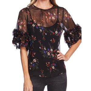 Vince Camino Country Ruffle Sleeve Blouse Sz SMALL